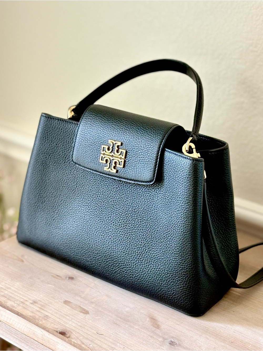 Tory Burch | Black Leather Britten Small Satchel Bag